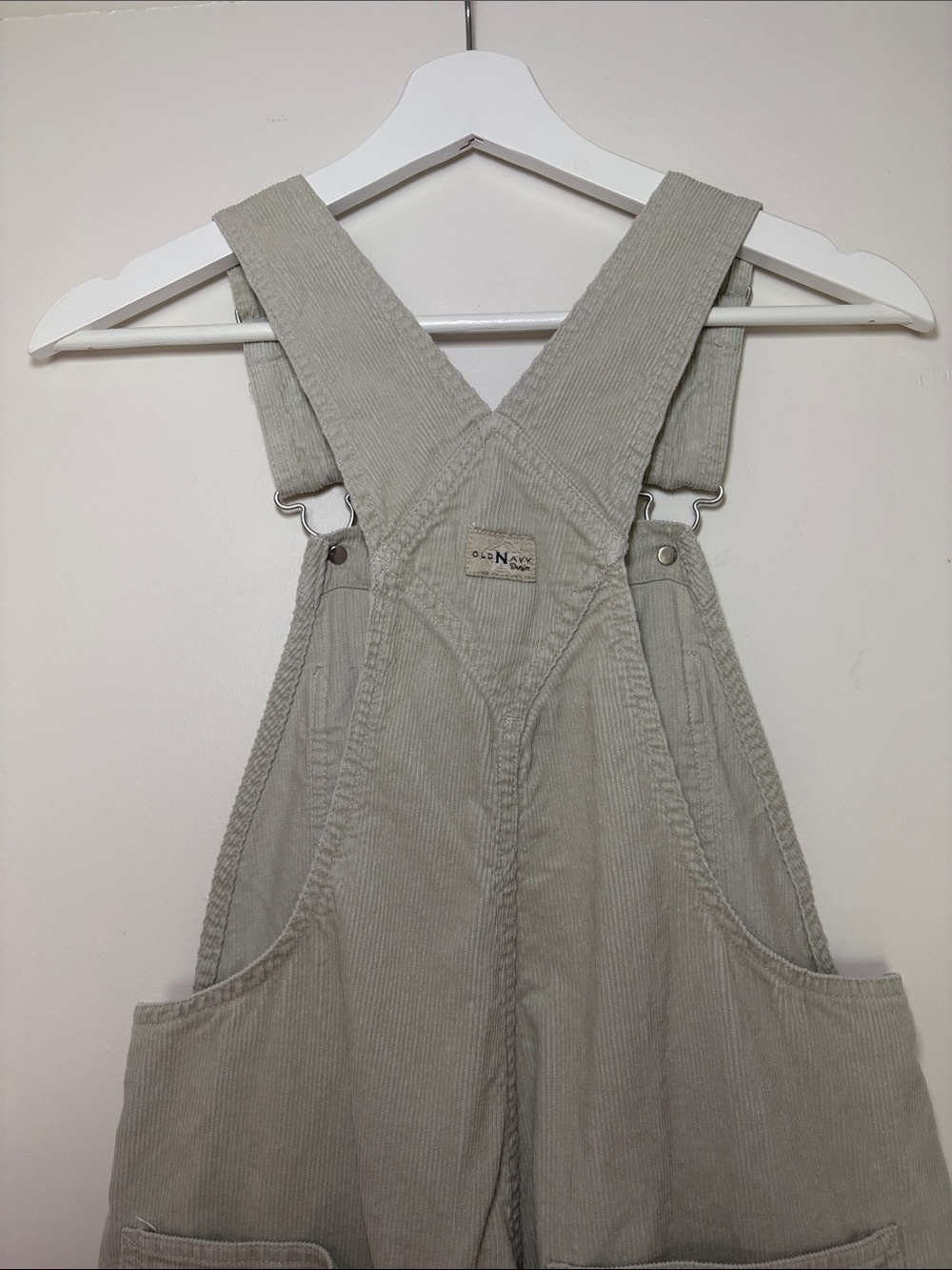 VINTAGE Old Navy Cream Corduroy Overalls Size XS Ribbed Retro Cotton - Picture 5 of 6